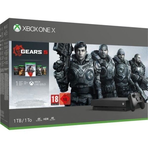 Second image of Xbox One X 1 To + 5 Jeux Gears of War + 1 mois d’essai au Xbox Live Gold + 1 mois d’essai au Xbox Game Pass
